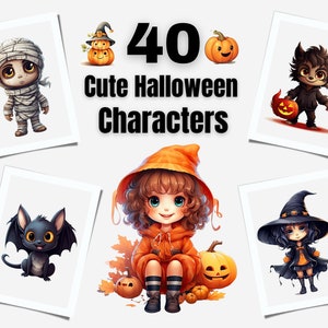 Leuke Halloween-personages Clipart | Halloween-clipart | Sublimatieontwerpen | Spookachtige clipart | Direct downloaden | Halloween-decor