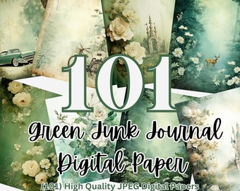 Papier journal indésirable vert | Papier numérique | Papier numérique aquarelle | Papier pour scrapbooking | Gros lot