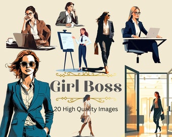 Clipart Girl Boss Clipart Office and Fashion Clipart Professional Woman Clipart Power Suit Clipart Feminine Style Clipart Work From Home