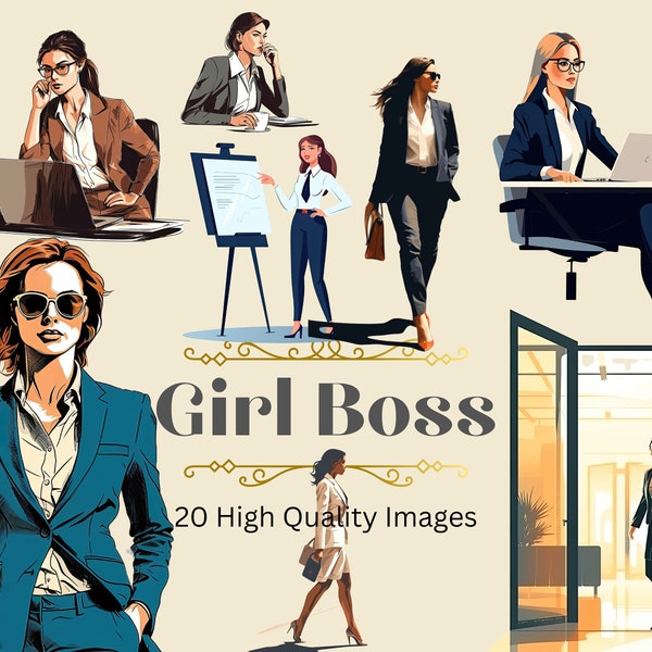 Clipart Girl Boss Clipart Office and Fashion Clipart Professional Woman Clipart Power Suit Clipart Feminine Style Clipart Work From Home