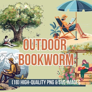 Reading Clipart | Book Clipart | Love to Read | Bookworm Clipart | Bookworm PNG | Cozy Aesthetic | Clipart Bundle