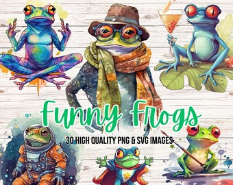 Funny Frogs SVG | Frog PNG | Frog Stickers Digital | Digital Stickers