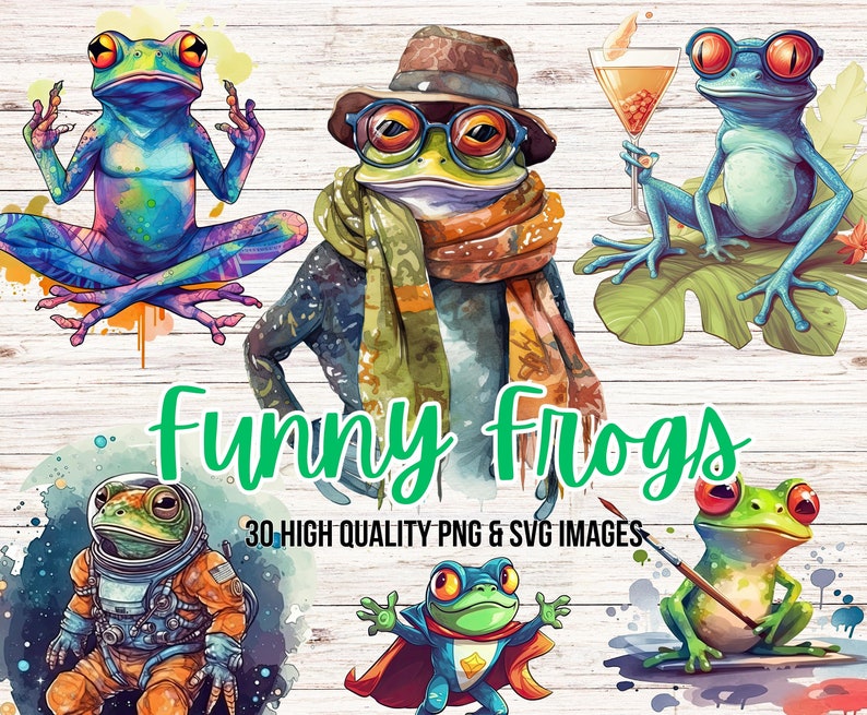 Funny Frogs SVG Frog PNG Frog Stickers Digital Digital Stickers - Etsy
