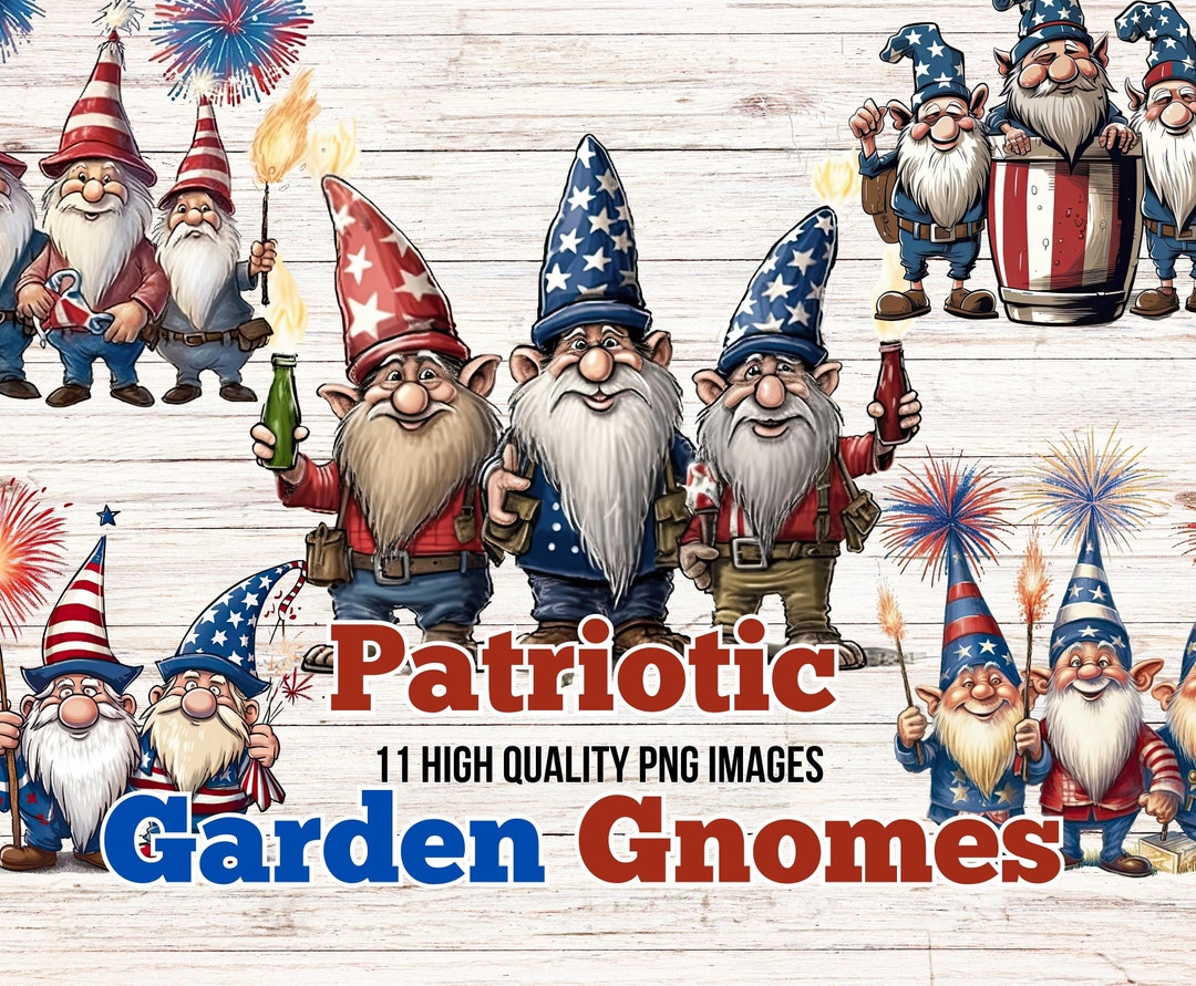 Patriotic Gnome Clipart Bundle | 4th of July Sublimation Designs | USA ...