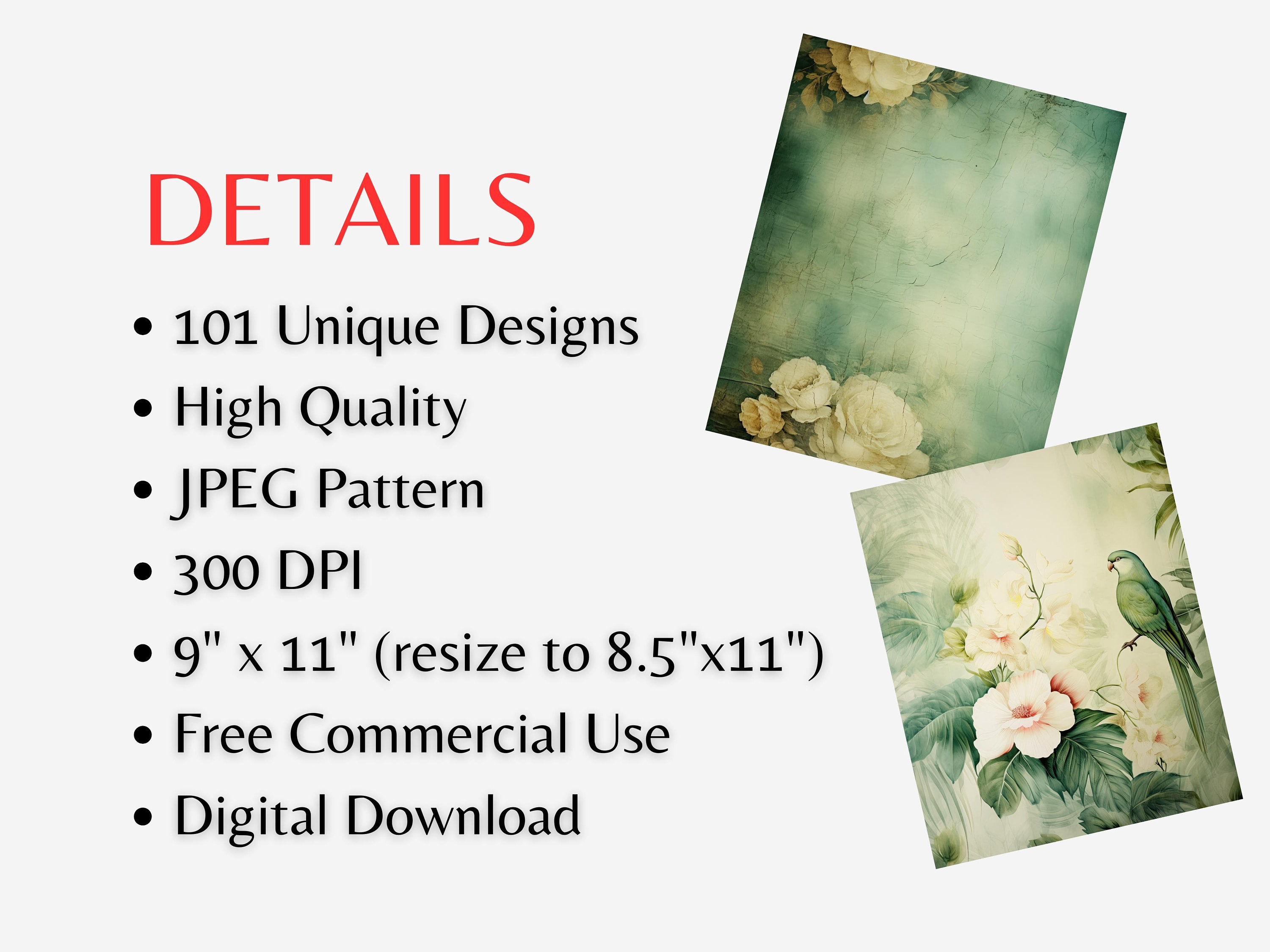 Green Junk Journal Paper | Digital Paper | Watercolor Digital Paper ...
