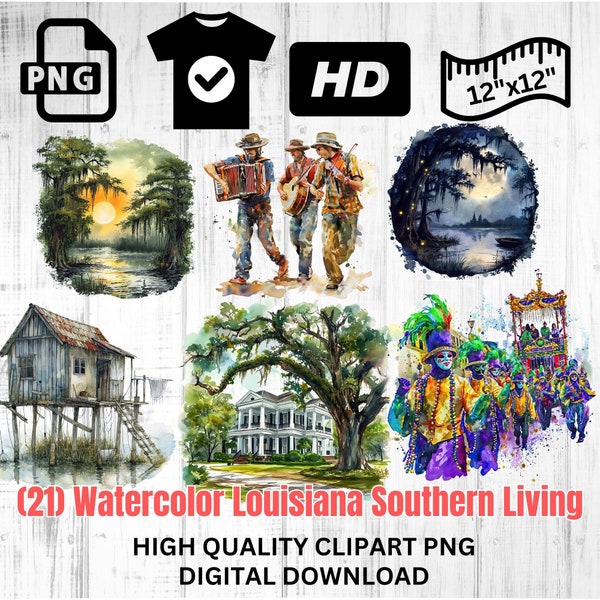 Watercolor Louisiana Southern Living Clipart | Bayou Clipart | Southern Charm Clipart | Plantation|  Instant Download