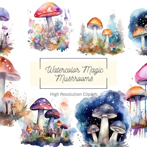 Whimsical Magic Mushroom PNG Bundle, Instant Download for Creative Projects