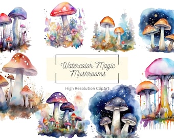 Whimsical Magic Mushroom PNG Bundle, Instant Download for Creative Projects