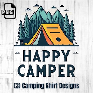 Chemise mignonne de sublimation de campeur heureux | T-shirt de camping | Remorque de voyage | Aventure en plein air | Idée cadeau camping