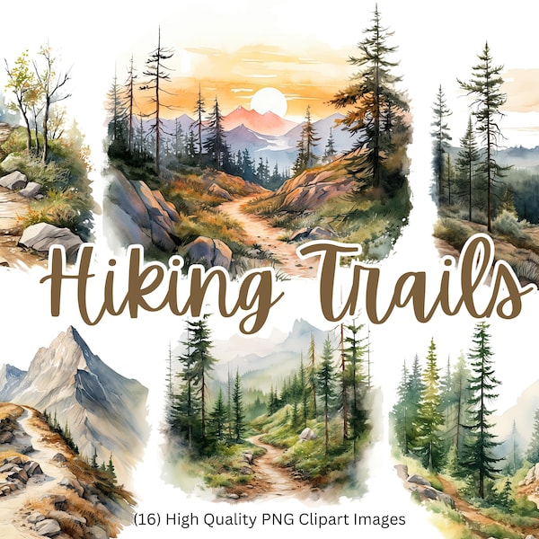 Hiking Trail Illustration | Travel Graphics | Mountains | Outdoor Clipart | Hiking PNG | Hiking Clipart | Instant Download