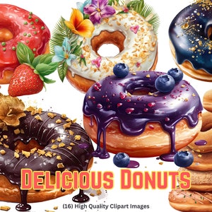 Donut Clipart Delicious Donut Breakfast Food Clipart Dessert Clipart Bakery Clipart Pastry Clipart Sweet Clipart Donut Party
