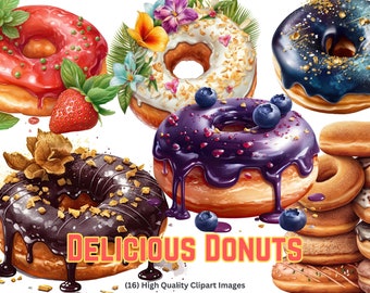 Donut Clipart Delicious Donut Breakfast Food Clipart Dessert Clipart Bakery Clipart Pastry Clipart Sweet Clipart Donut Party