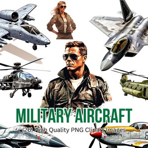 Militärflugzeug Clipart | Luftfahrt Clipart | Kampfjets PNG | Hubschrauber PNG | Geburtstagsdekorationen | Sofort Download
