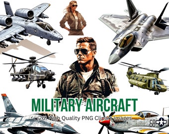 Military Aircraft Clipart | Aviation Clipart | Fighter Jets PNG | Helicopter PNG | Birthday Decorations | Instant Download