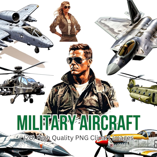 Military Aircraft Clipart | Aviation Clipart | Fighter Jets PNG | Helicopter PNG | Birthday Decorations | Instant Download