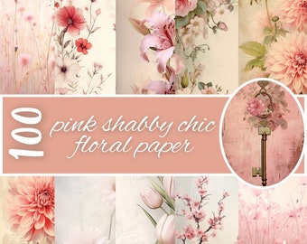 Shabby Chic Digital Junk Journal Paper | Pink Shabby Chic | Big Bundle Shabby Journal | Digital Paper A4 | Scrapbook Paper