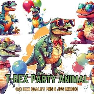 Dino Clipart / T-Rex Party Animal Sublimation Design / Cumpleaños Dinosaur Clipart / Sublimación de camisa / Fiesta de cumpleaños del niño T-Rex PNG