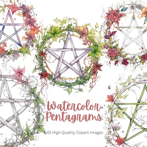 Pentagramas em aquarela Clipart Wiccan Clipart Bruxa Clipart Pentagramas em aquarela download instantâneo clipart pagão bruxa png