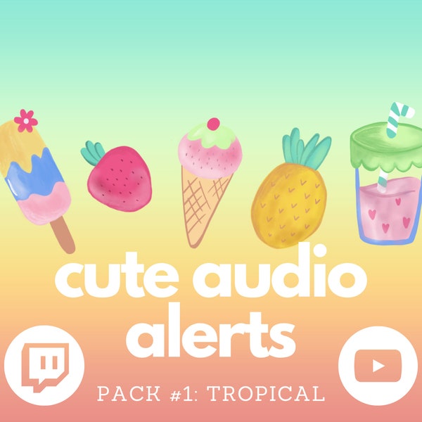 Cute Minimal Twitch Sound Alerts for Streaming Pack #1 / Alertas de audio, notificaciones, transiciones, efectos de sonido, Youtube