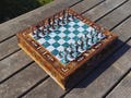 Handmade Metal Chess Set: Wooden Storage Board, Luxury Gift