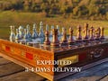 Handmade Wooden Chess Set: Metal Pieces, Storage Chess Board, Personalized Christmas Gift for Him
