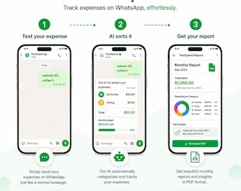 AI WhatsApp Expense Tracker, Monthly Budget Planner, PDF Reports