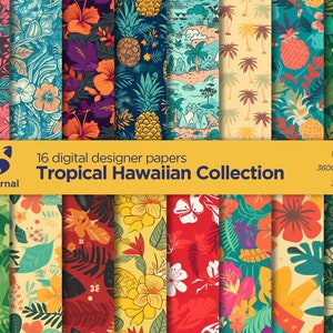Tropical Hawaiian Digital Papers - Commercial Use - Scrapbook Paper - Seamless Pattern - Background - Fabric