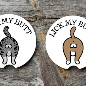 Funny Cat Butt Car Coaster – Gag Gift, White Elephant