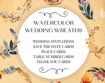 Watercolor Clipart Wedding Wreaths Spring Summer Collection - Clipart - Digital - PNG - Invitations - Save the Date - Thank you cards