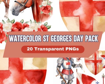 Watercolor Clipart St Georges Day Pack PNG Files Card making & stationery, Collage, Kids' crafts, Scrapbooking