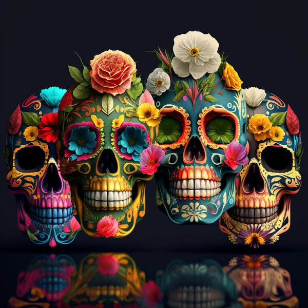 Colorful sugar skulls