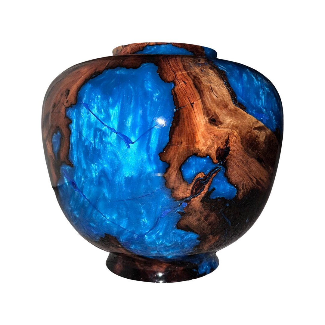 Large Stunning Hand Turned Wood Resin Vase / Black Cherry Burl Etsy