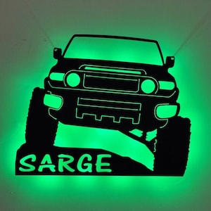 Custom Toyota FJ Cruiser LED Lighted Metal Sign, Customized with YOUR FJs Name!