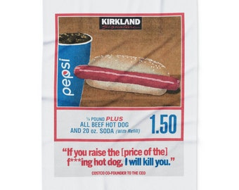 Costco 1.50 Hotdog Blanket, funny polyester fleece blanket, perfect joke gift, Kirkland