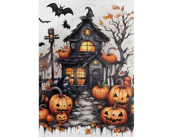 Spooky Haunted House Halloween Puzzle 1000 piece Puzzle for Adults 500 piece Puzzle for Kids Gift for Holiday Season