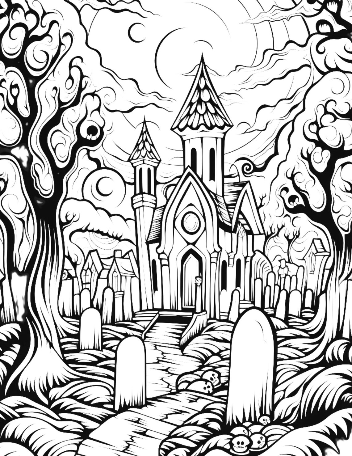Spooky Coloring Pages Halloween Coloring Pages for Kids and Adults