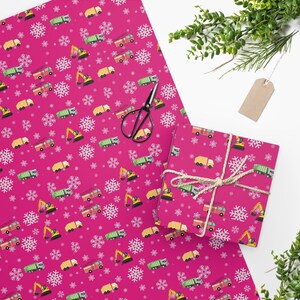 Pretty in Pink: Trucks Wrapping Paper for the Perfect Holiday Gift, Pink trucks Wrapping Paper, Holiday Gift Wrap, Birthday Gift Wrap Paper