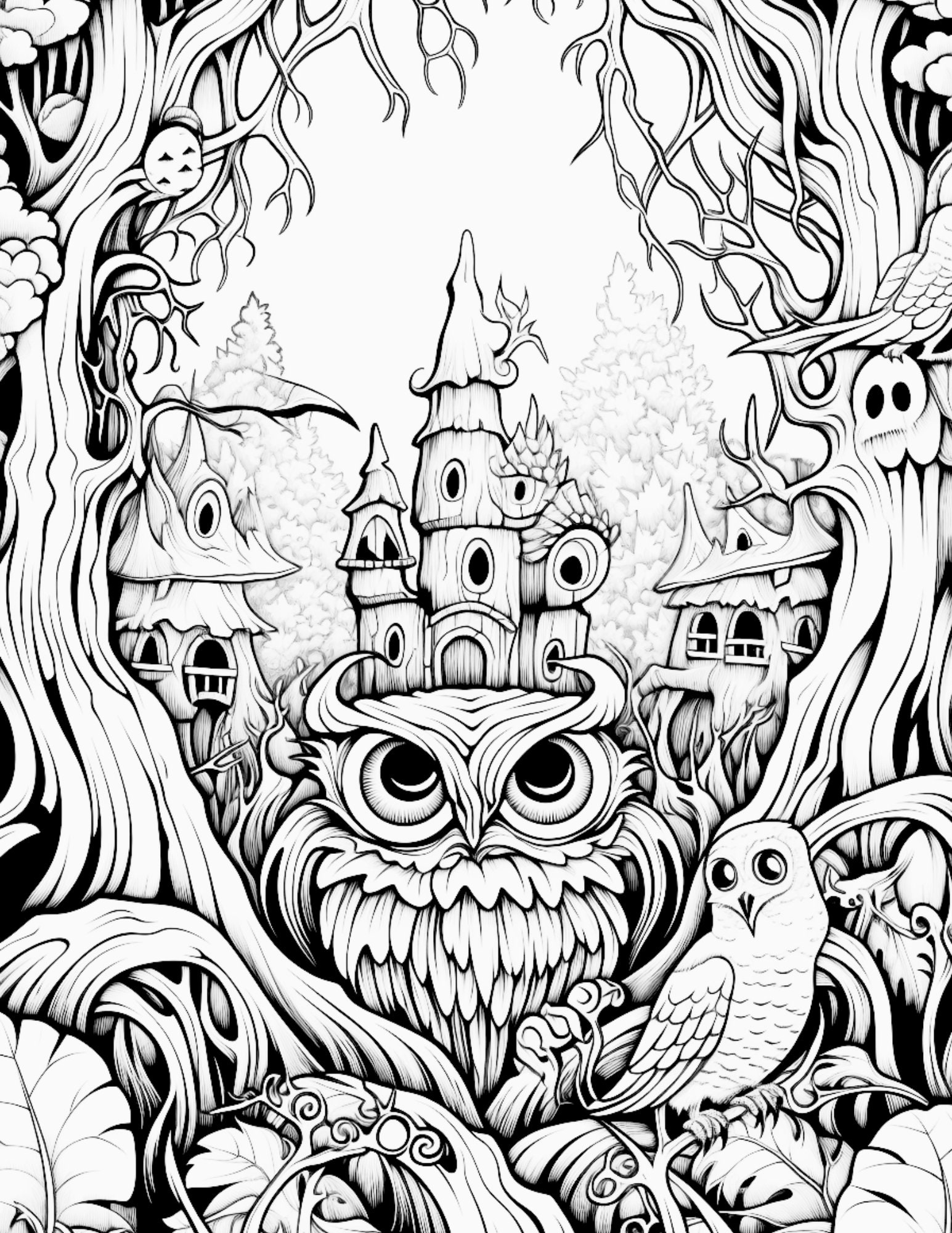 Spooky Coloring Pages Halloween Coloring Pages for Kids and - Etsy