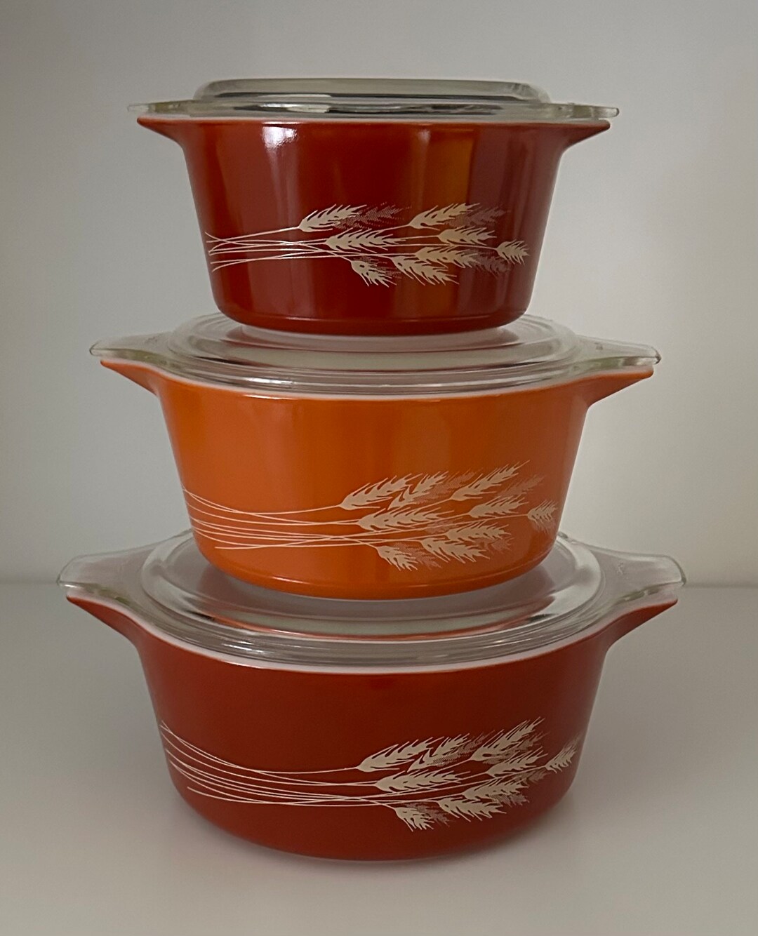 Vintage Pyrex Autumn Harvest Wheat Cinderella Casserole Dishes Etsy