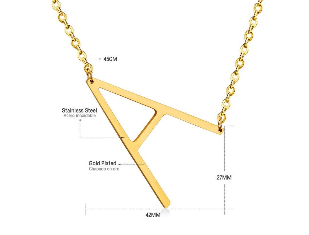 Gold Letter Script Name Necklace Monogram Pendant Necklace Alphabet A ...