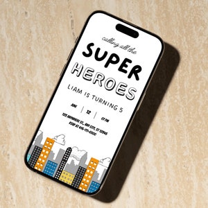 Superheld-Geburtstags-Text einladen, Superheld-bearbeitbare Einladung, Superheld-Digital-Einladungsvorlage, sofortiger Download