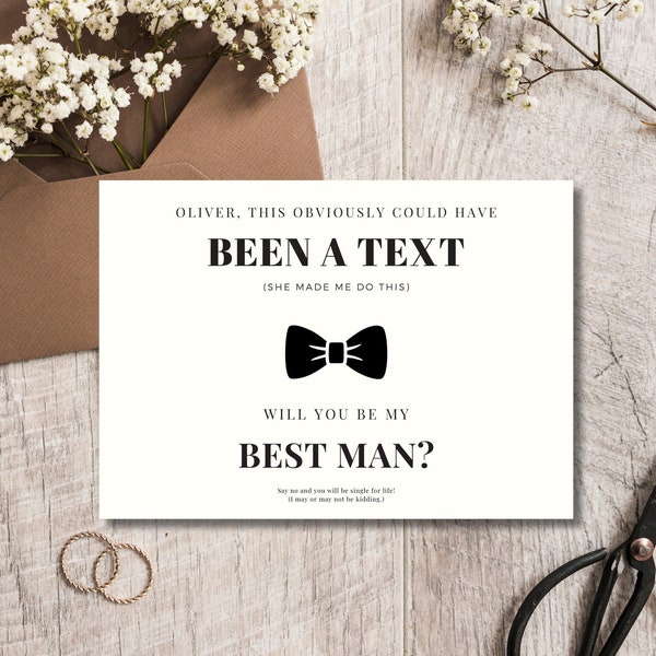 Funny Groomsmen Proposal Card Template, Best Man Proposal, INSTANT DOWNLOAD