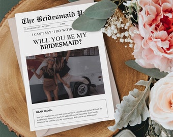 Brautjungfer Vorschlag Karte, Zeitung Brautjungfer Vorschlag, Trauzeugin Vorschlag Karte, Brautjungfer Info Karte, Willst du meine Brautjungfer sein Karte