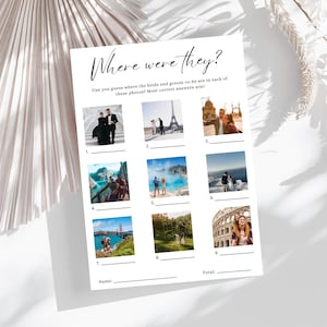 Where Were They Bridal Game, Minimalist Photo Guessing Game Card, Couples Shower Game, Canva, Editable Download