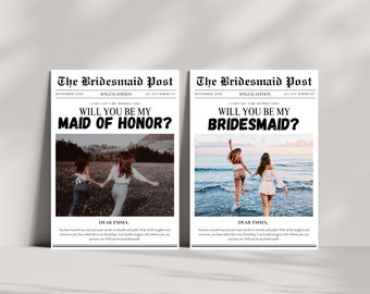 Brautjungfer Vorschlag Karte, Zeitung Brautjungfer Vorschlag, Trauzeugin Vorschlag Karte, Brautjungfer Info Karte, Willst du meine Brautjungfer sein Karte