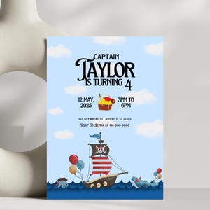 Modèle d'invitation d'anniversaire pirates, Ahoy Matey, carte au trésor, modèle d'invitation numérique, invitation modifiable, téléchargement immédiat