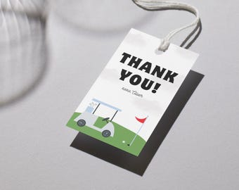 Golf Party Favor Tag, Golf Par-Tee Thank You Tag, Hole-in-One Golf Birthday Printable Tag, Editable Digital Template