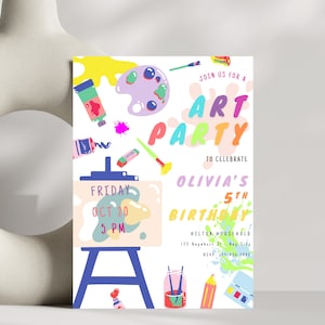 Editable Art Birthday Party Invitation, Art in Party Birthday Party Invite, Art Painting Artist Birthday Invitation, Editable