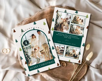 Boho Christmas Card Template, Photo Christmas Card, Arch Christmas Card, Merry Christmas Card, Editable Holiday Card, Boho Holiday Card