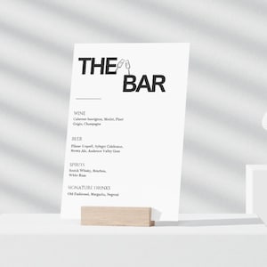 Modern Wedding Bar Menu Template, 8x10&quot; Minimalist Bar Menu Wedding Sign, Wedding Drink Sign Printable, Editable, Download, Template